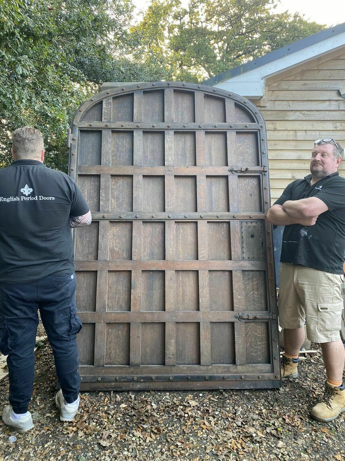 Solid Oak Castle Manor Door Arched Old Period Wood Antique Reclaimed Iron Rare