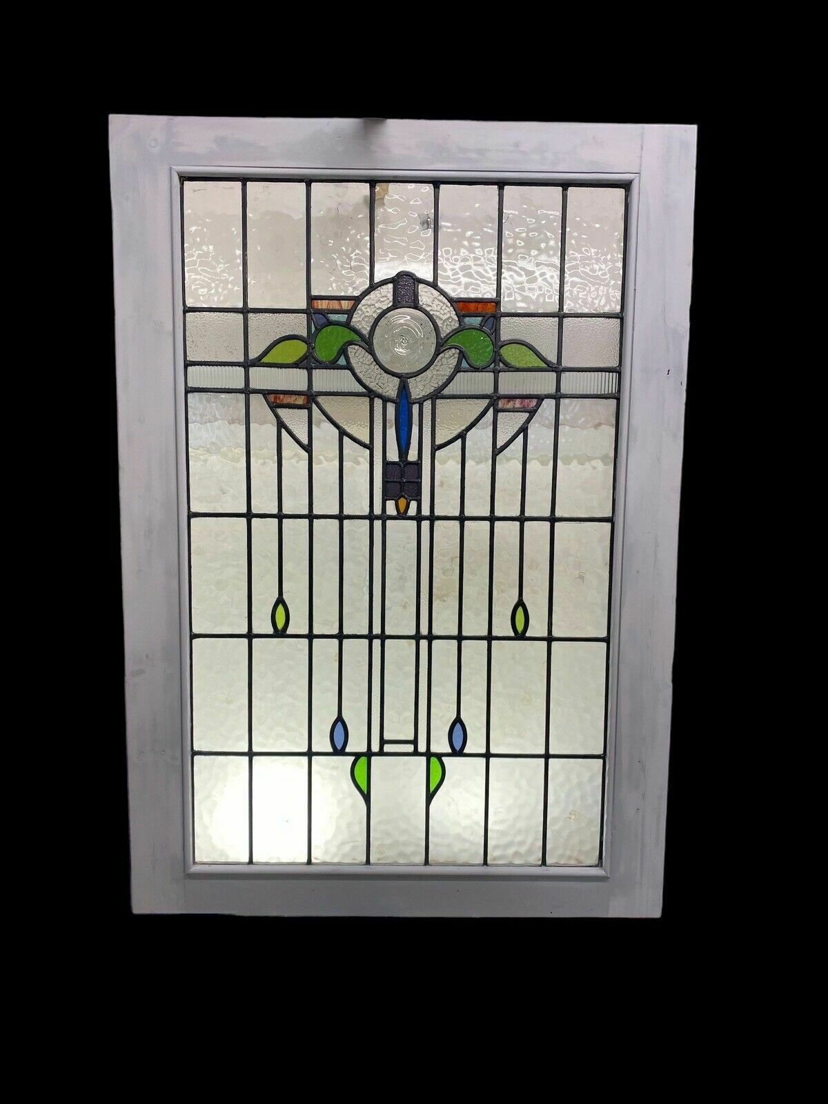 X Large Stained Glass Window Art Nouveau Antique Period Lead Old Reclaimed Wood photo buy