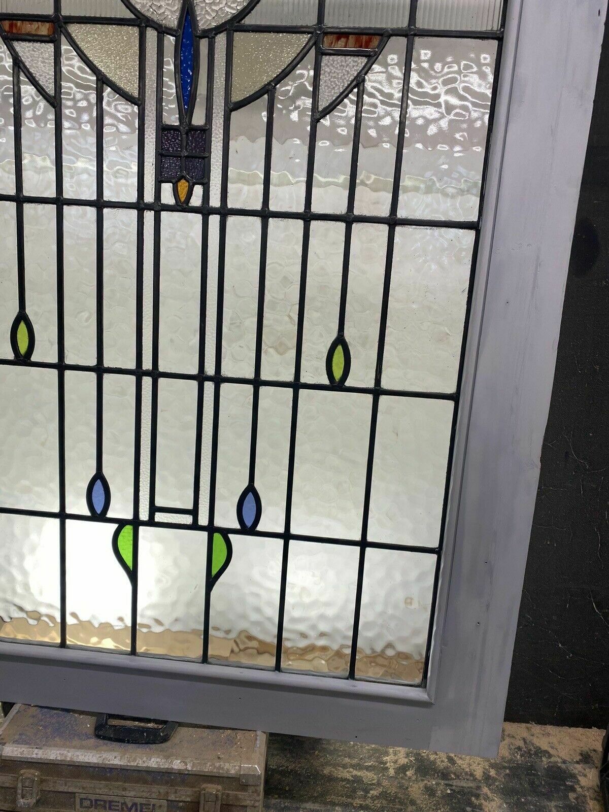 photo for sale X Large Stained Glass Window Art Nouveau Antique Period Lead Old Reclaimed Wood
