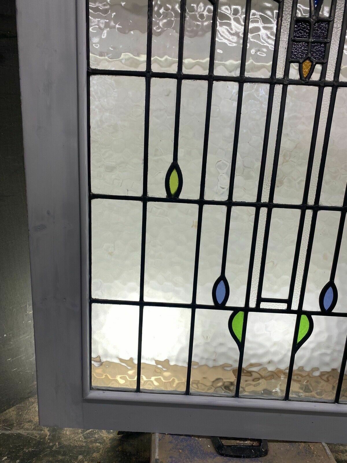 Home Fixtures X Large Stained Glass Window Art Nouveau Antique Period Lead Old Reclaimed Wood photo