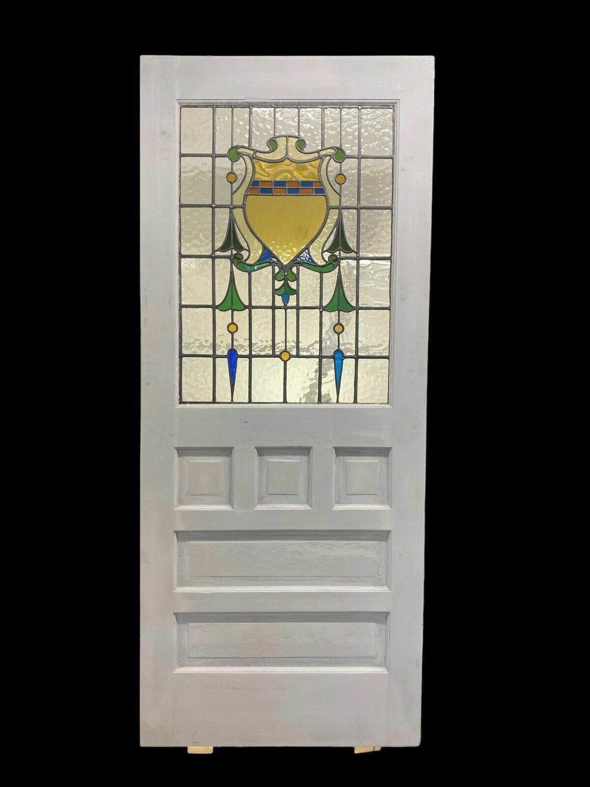20s 30s Stained Glass Front Door Period Old Reclaimed Antique Lead Wood Refurb