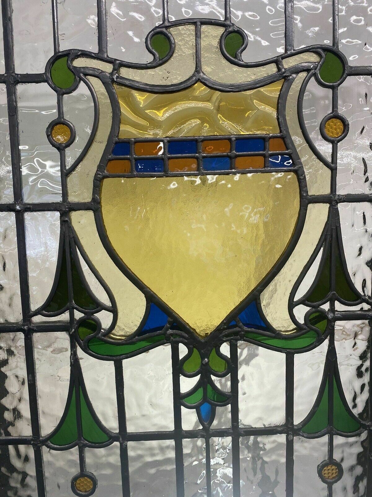 20s 30s Stained Glass Front Door Period Old Reclaimed Antique Lead Wood Refurb photo vinterior