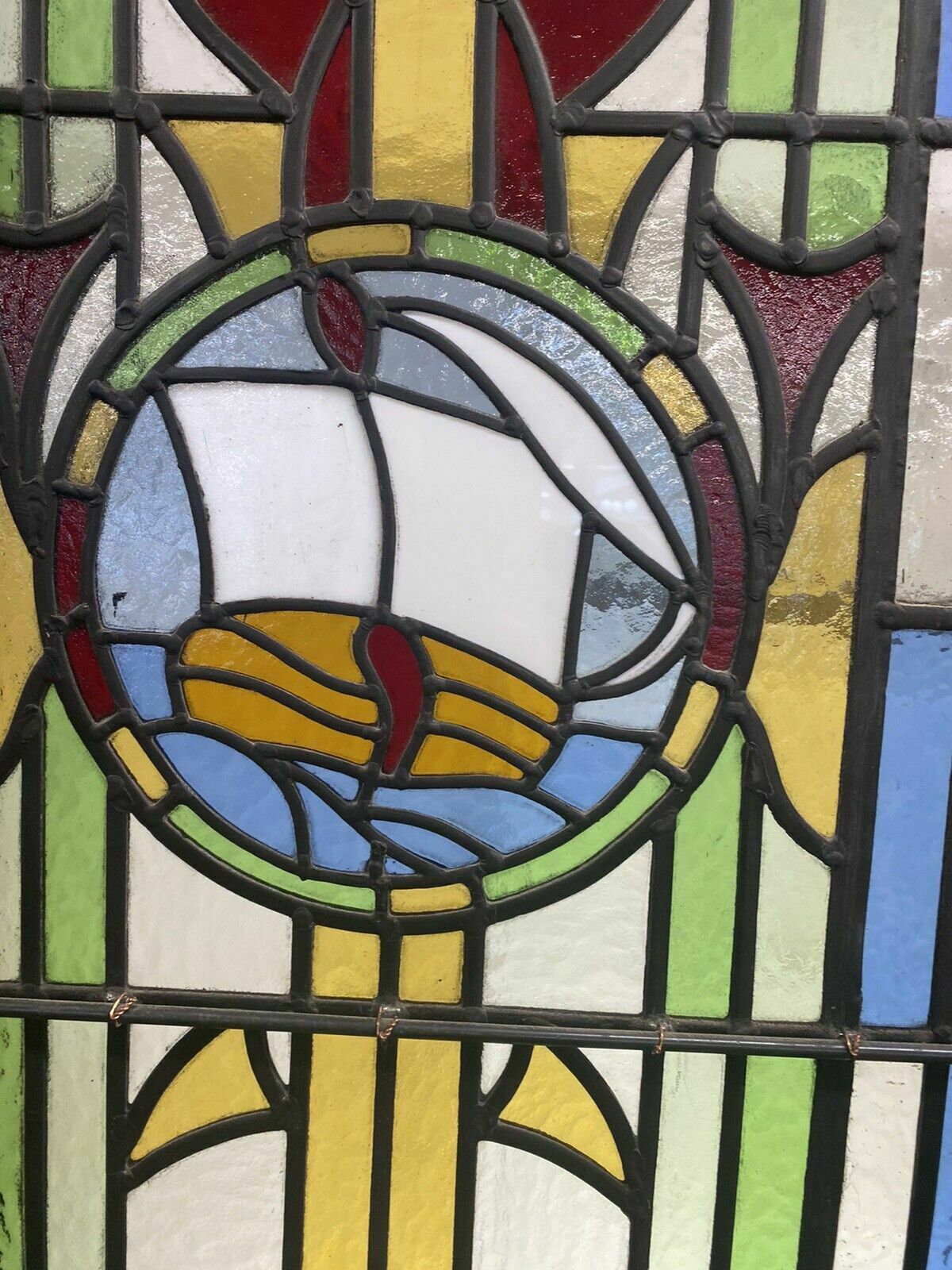 Home Fixtures Art Deco Stained Glass French Doors Antique Period Reclaimed Old 20s 30s Leaded photo