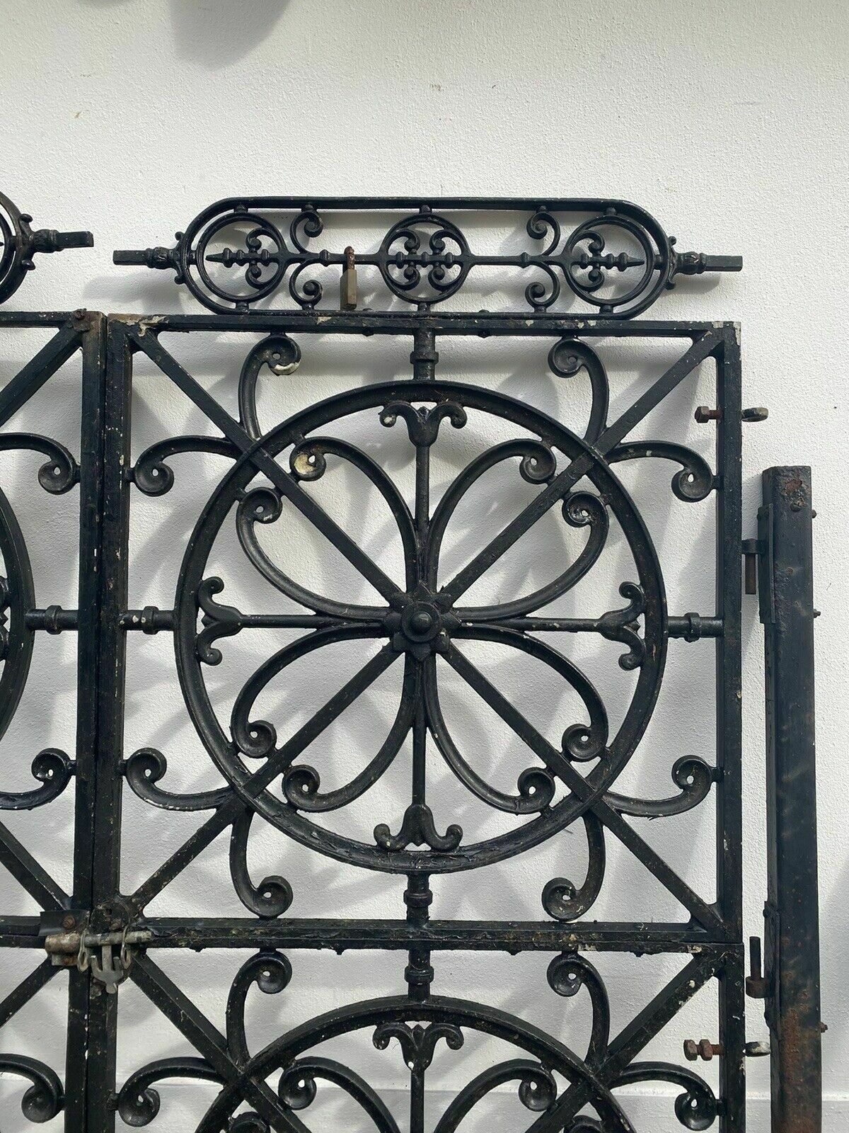 Cast Metal Gates Pair Reclaimed Period Antique Complete Hinges Frame Bolt photo vinterior