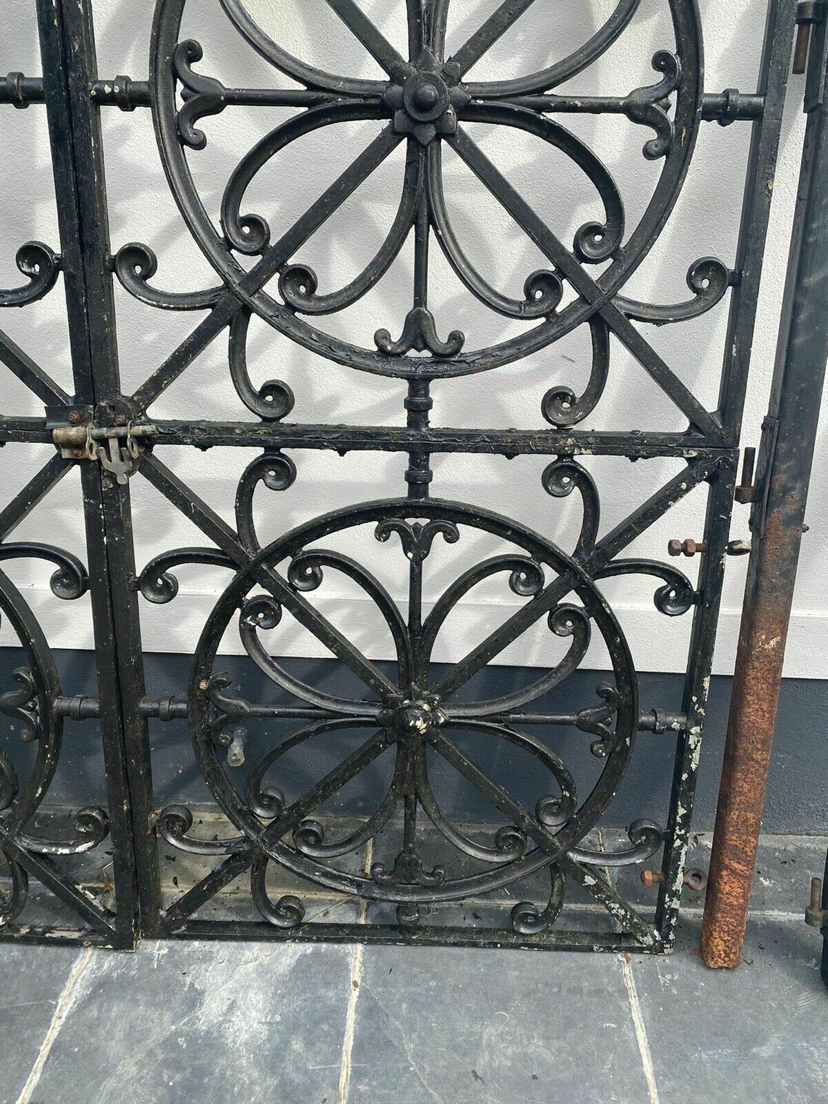 Cast Metal Gates Pair Reclaimed Period Antique Complete Hinges Frame Bolt photo buy
