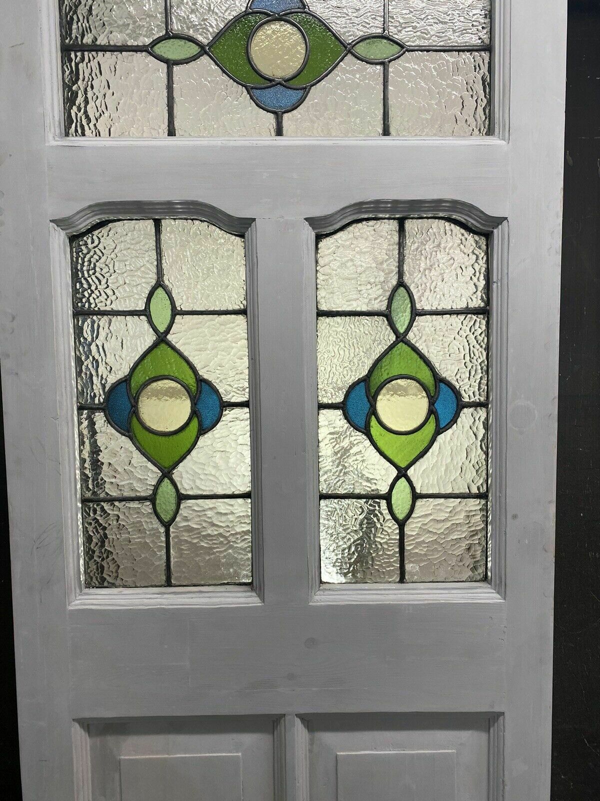 Edwardian Front Door Period Stained Glass Old Reclaimed Antique Lead Wood Pine photo for sale