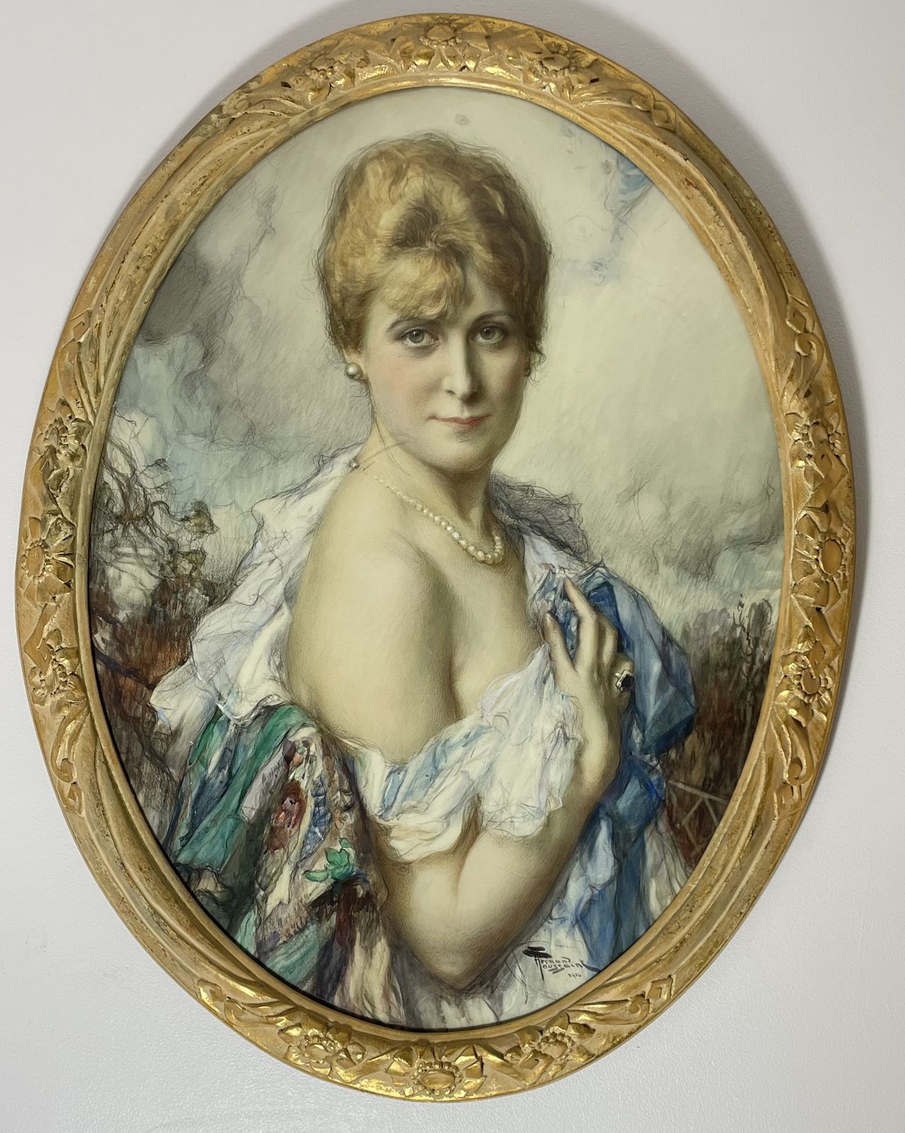 Watercolour Of A Lady By Fernand Toussaint (Belgian, 1873 1956)