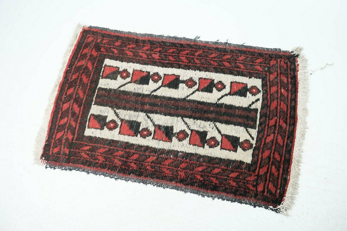 Carpet In Red And White Colours, From 1960s. photo furniture
