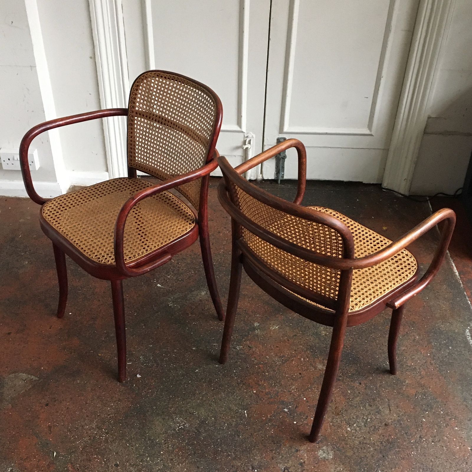 A Pair Of Midcentury Thonet A811 Carver Chairs Designed By Josef Frank And Josef Hoffmann photo for sale