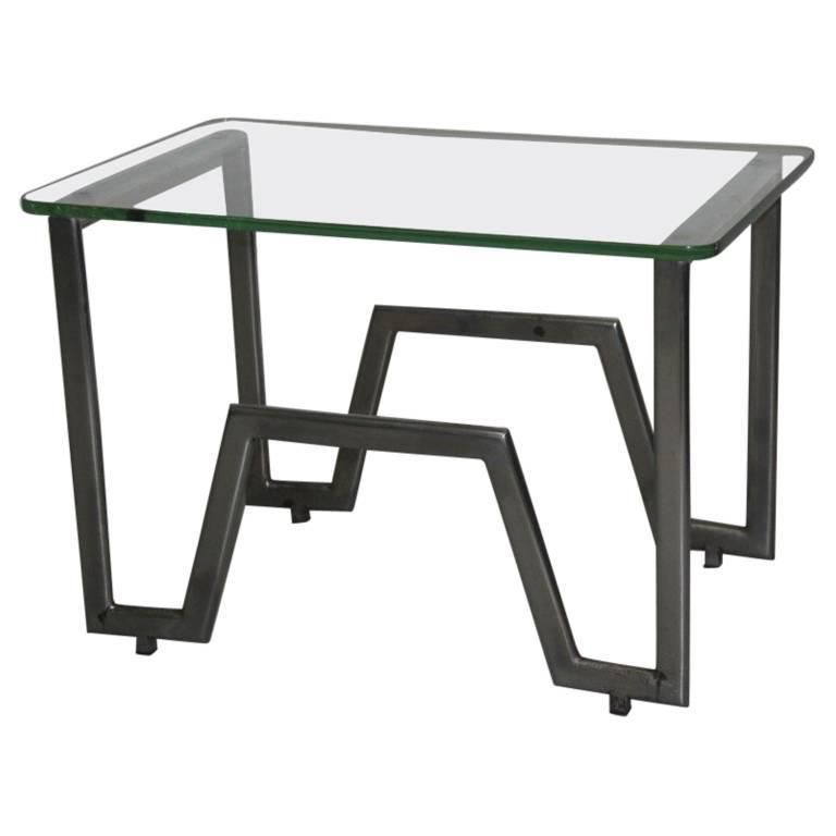 Table Of 1930s Minimalist French Metal Chrome Crystal Often Mid Century Modern