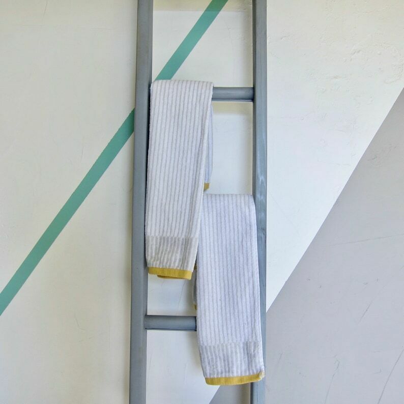 Vintage Towel Rail Ladder Rustic Reclaimed Pine Steps photo for sale