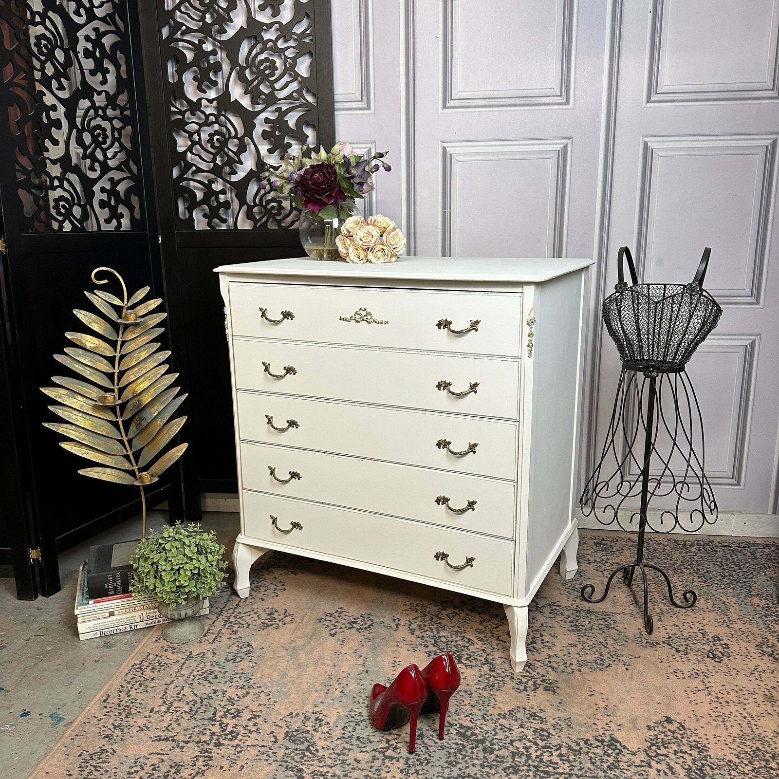 French Style Chest Of Drawers Louis Style Drawers Painted White Commissions Open photo for sale