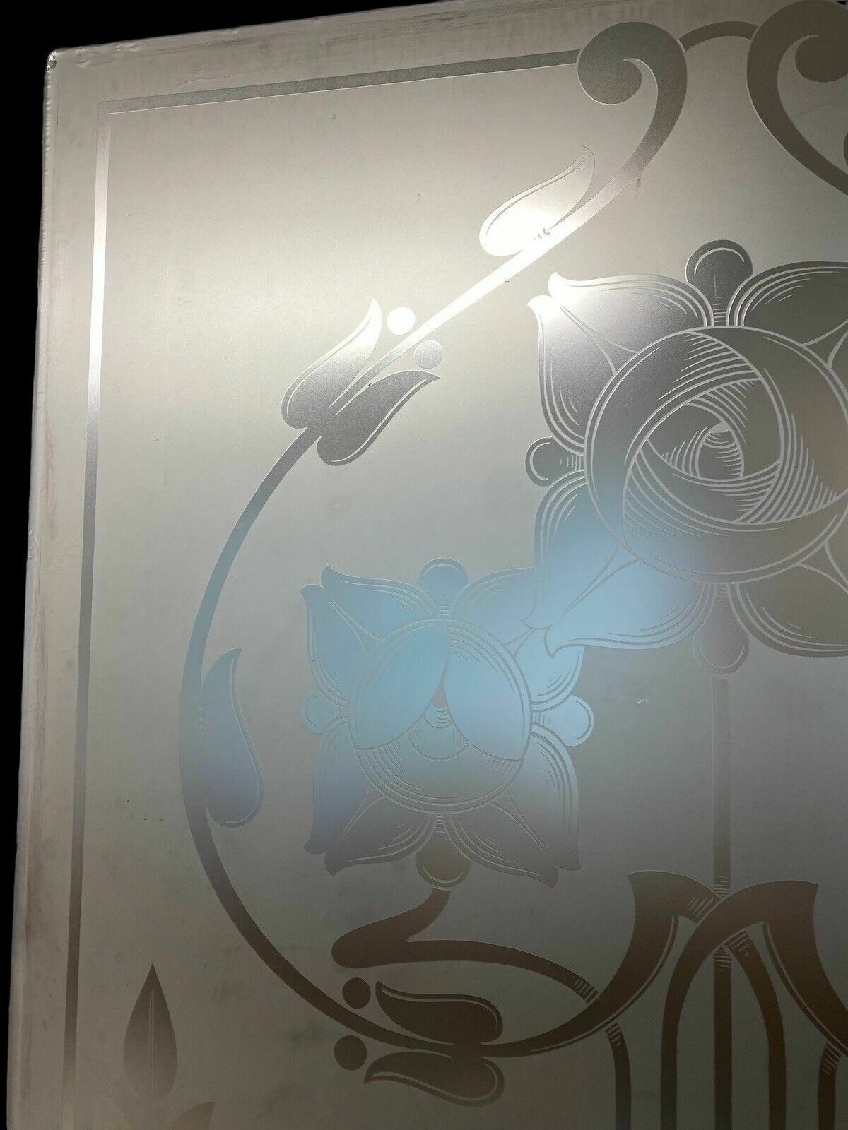 Large Victorian Acid Etched Glass Window Panel Old Period Reclaimed Antique photo for sale
