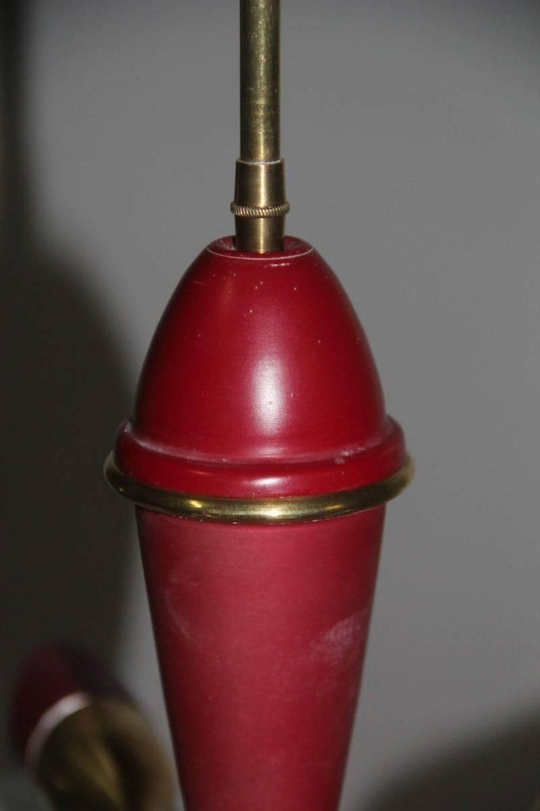 photo for sale Mid Century Modern Chandelier ,Glass,Brass,Lacquered Metal Italian Design