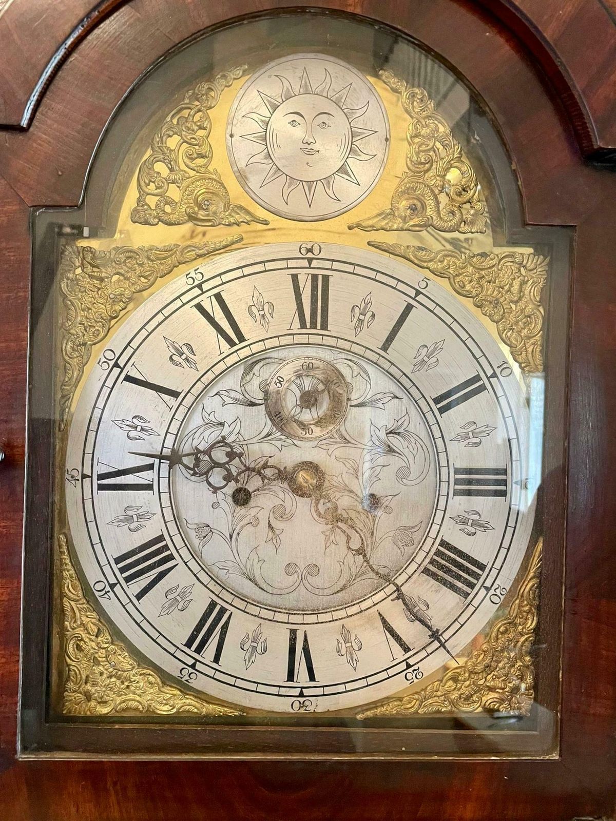 Antique George III Quality Eight Day Brass Face Oak Longcase Clock photo vintage