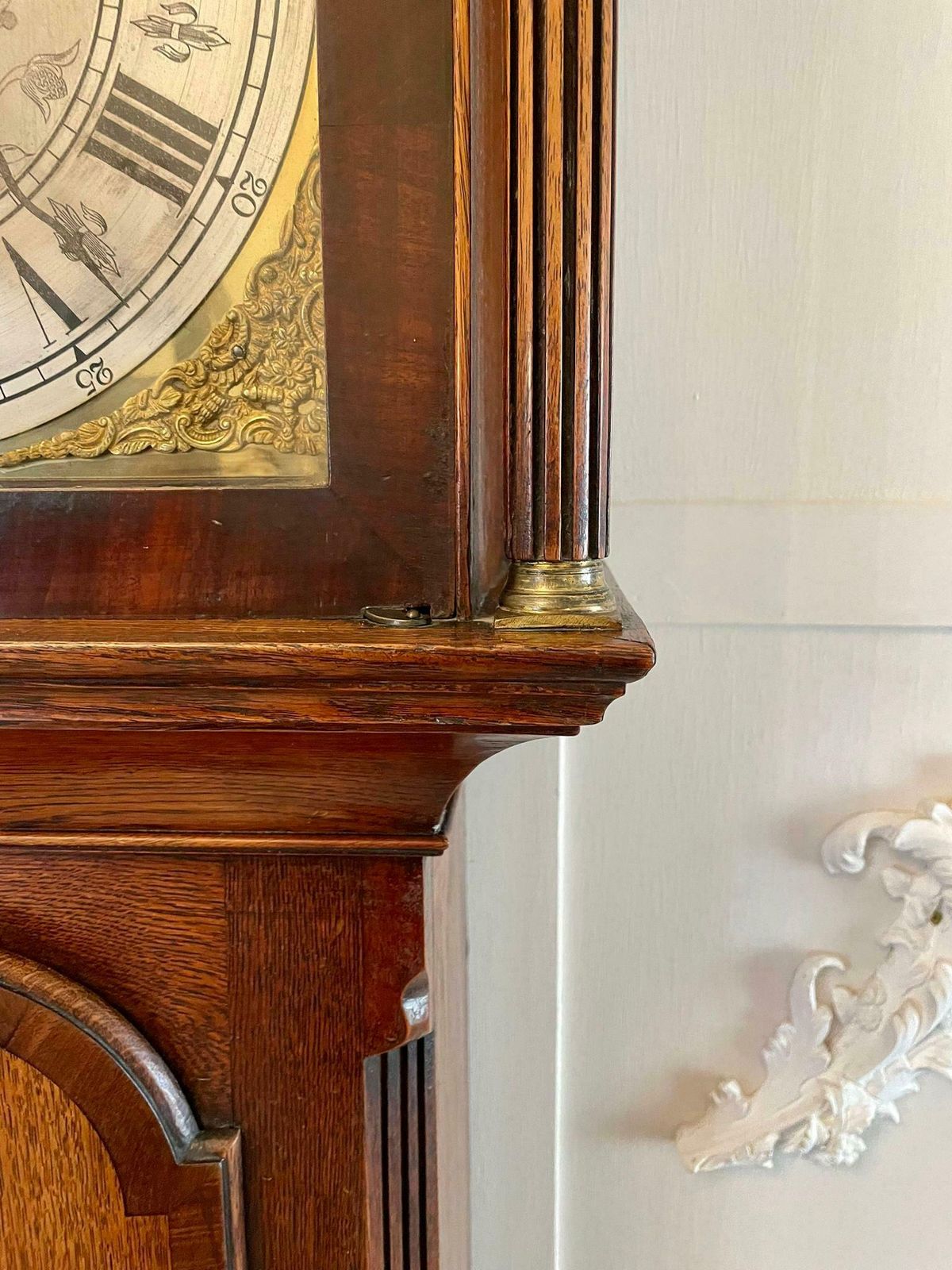 Home Decor Antique George III Quality Eight Day Brass Face Oak Longcase Clock photo