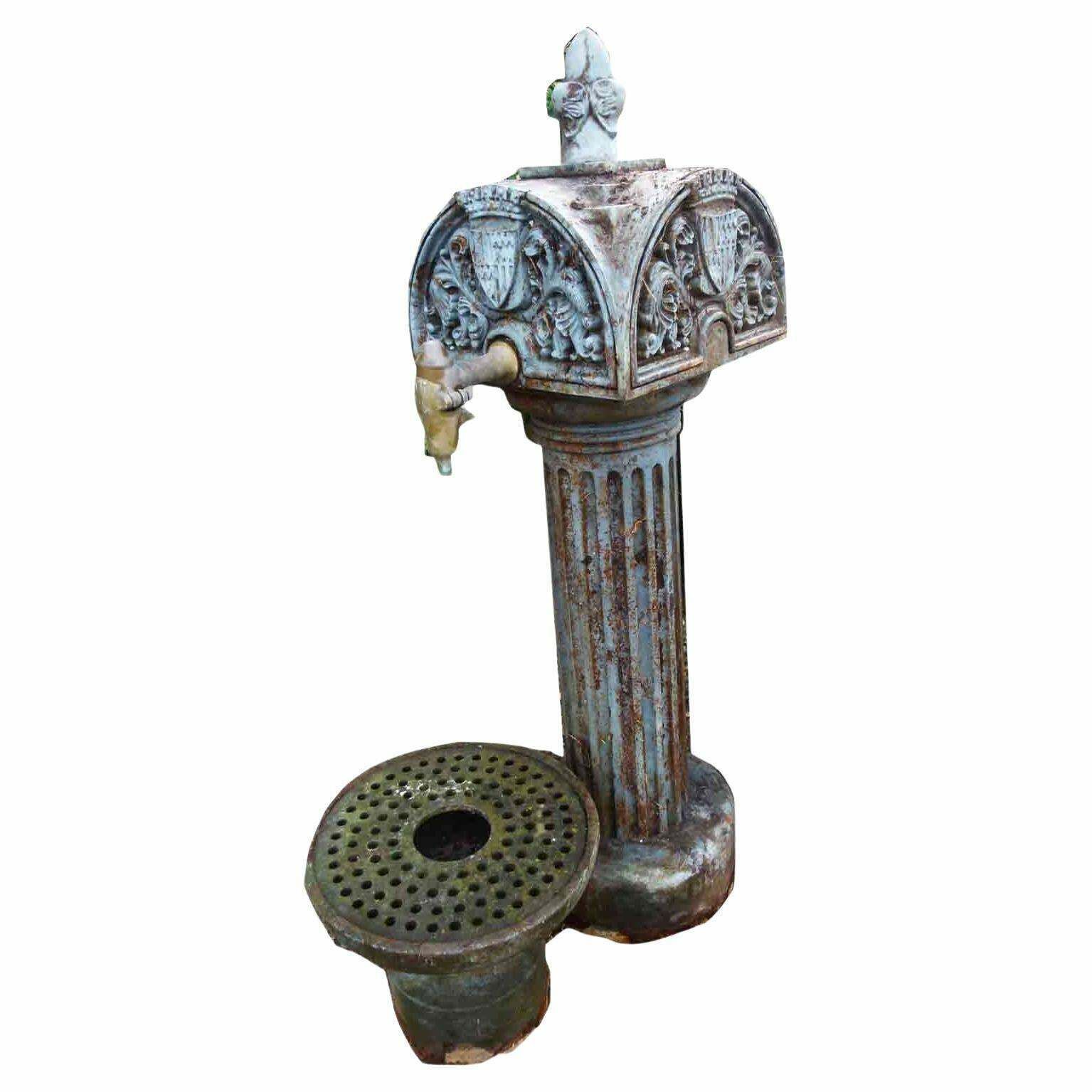Early 20th Century Urban Cast Iron Fountain With A Low Lying Sink
