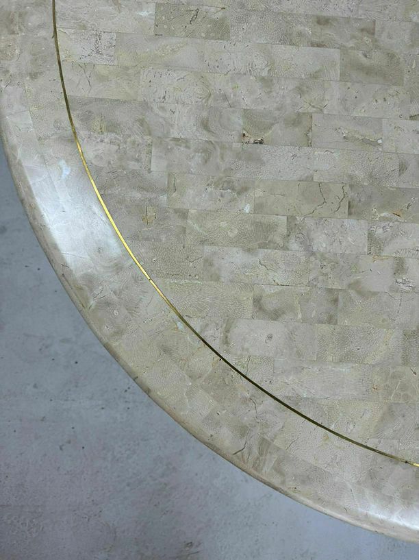 Mid Century Ronde Eettafel Van Gemosaiekt Steen En Messing photo buy