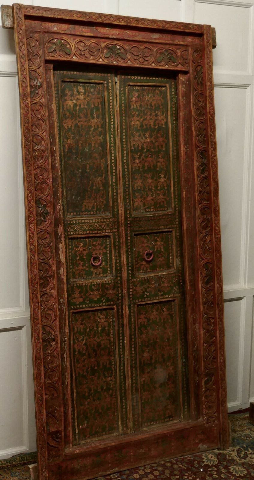 Anglo Indian Painted Doors In Original Frame, Wall Art