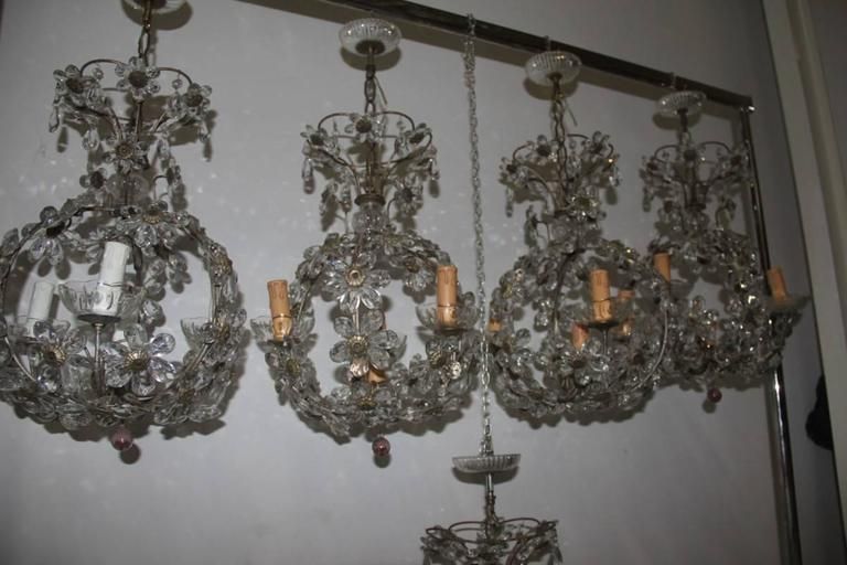 Mid Century Modern Chandeliers French 1950s Crystal Metal Forged photo vinterior