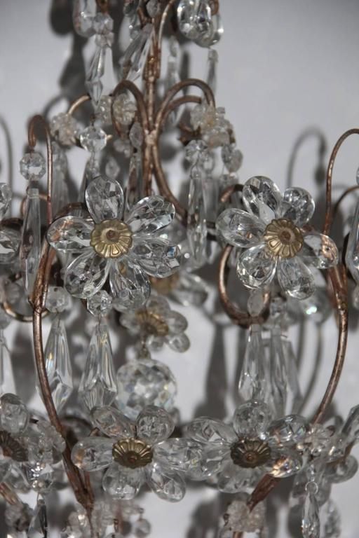 photo furniture Mid Century Modern Chandeliers French Crystal Metal Forged 1950s