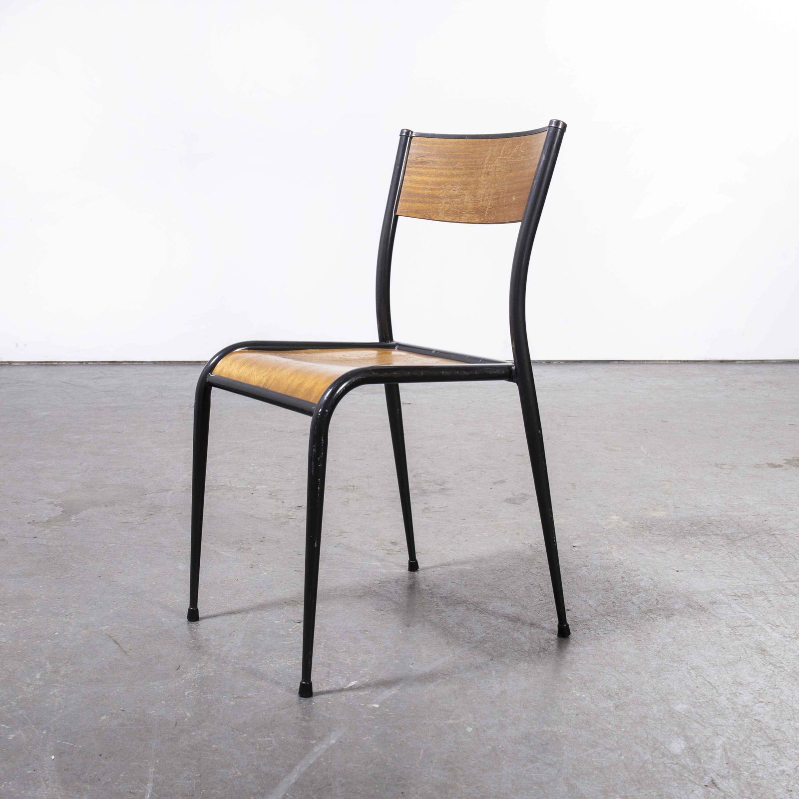 1950’s French Mullca Black Tapered Leg School Dining Chairsvarious Quantities Available photo for sale