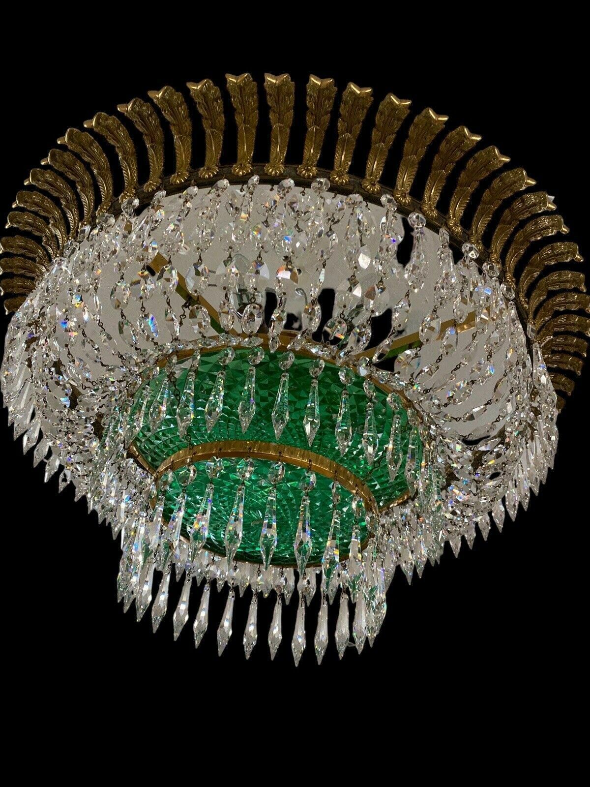 X Large Hand Cut Crystal Chandelier Baguette French Light French Ormolu V Rare photo Lighting