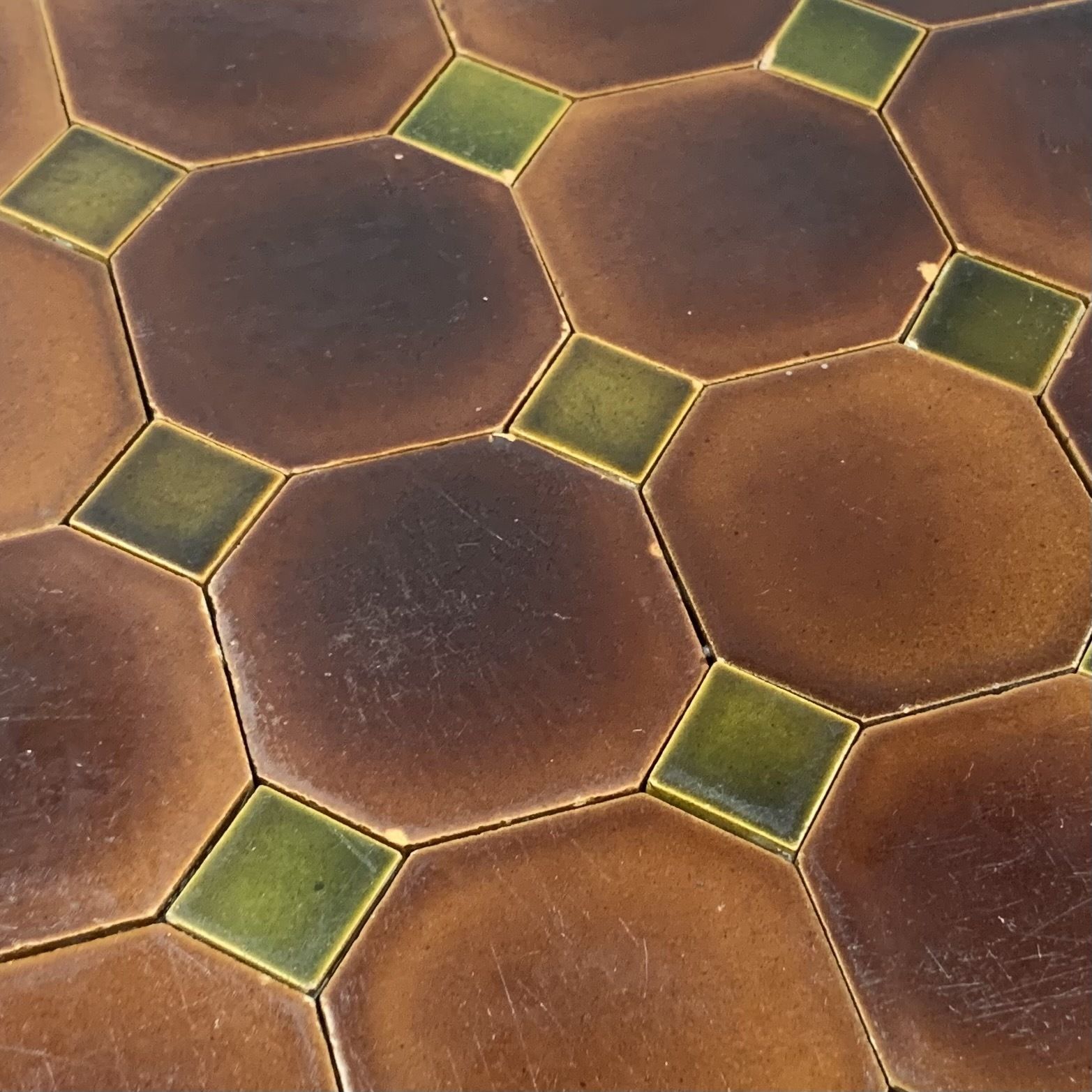 Set Of 16 Antique Octagonal And Square Tiles