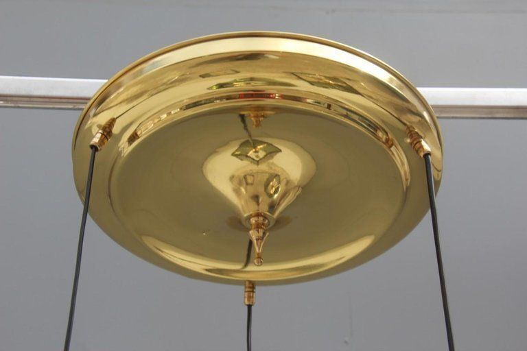 Mid Century Modern Italian Chandelier Brass Crystal Grey Gold Glass Often photo Lighting
