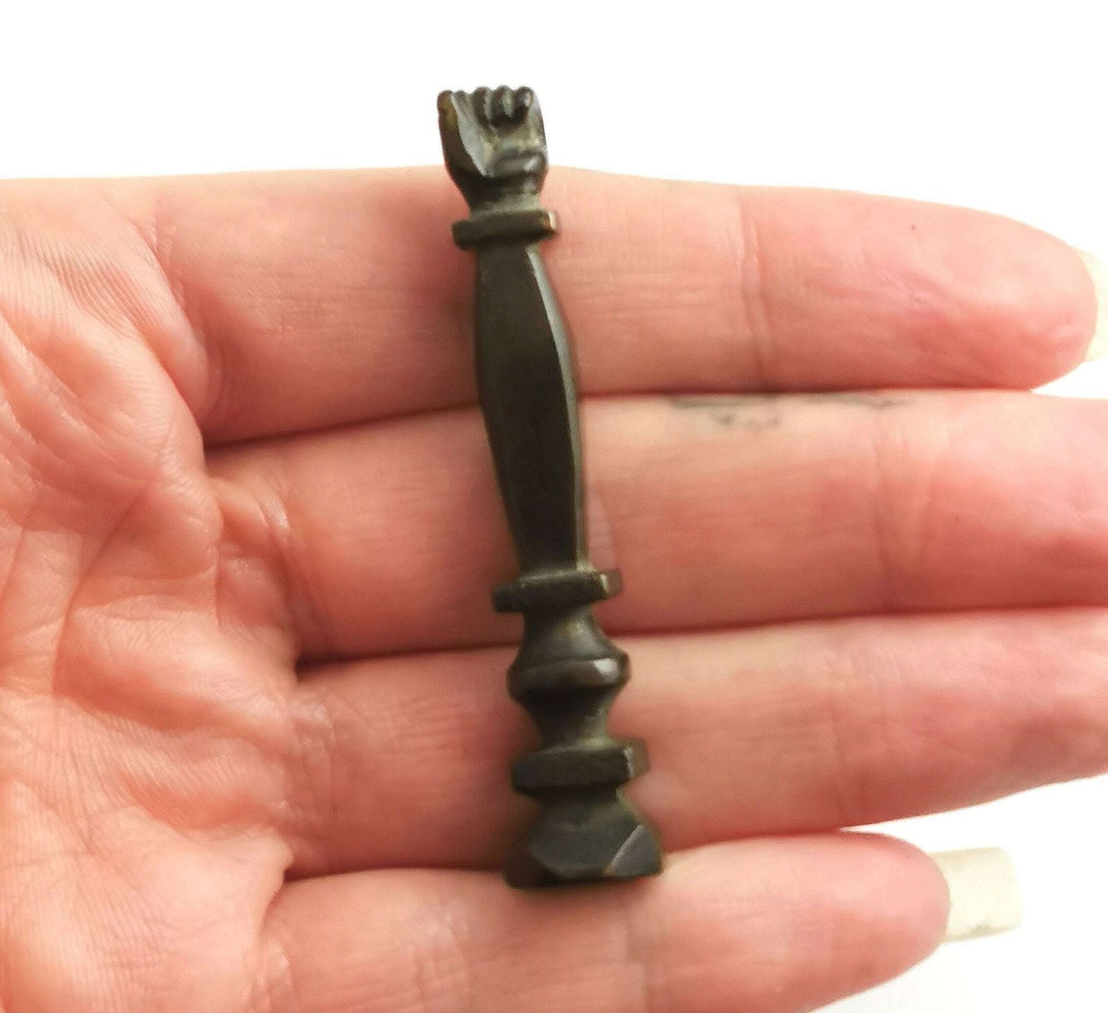 Antique Bronze Wax Seal, Desk Seal, Figa Hand photo vinterior