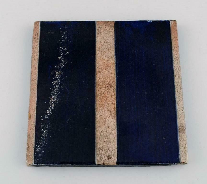 Danish Studio Ceramicist, Two Unique Tiles In Glazed Stoneware photo furniture