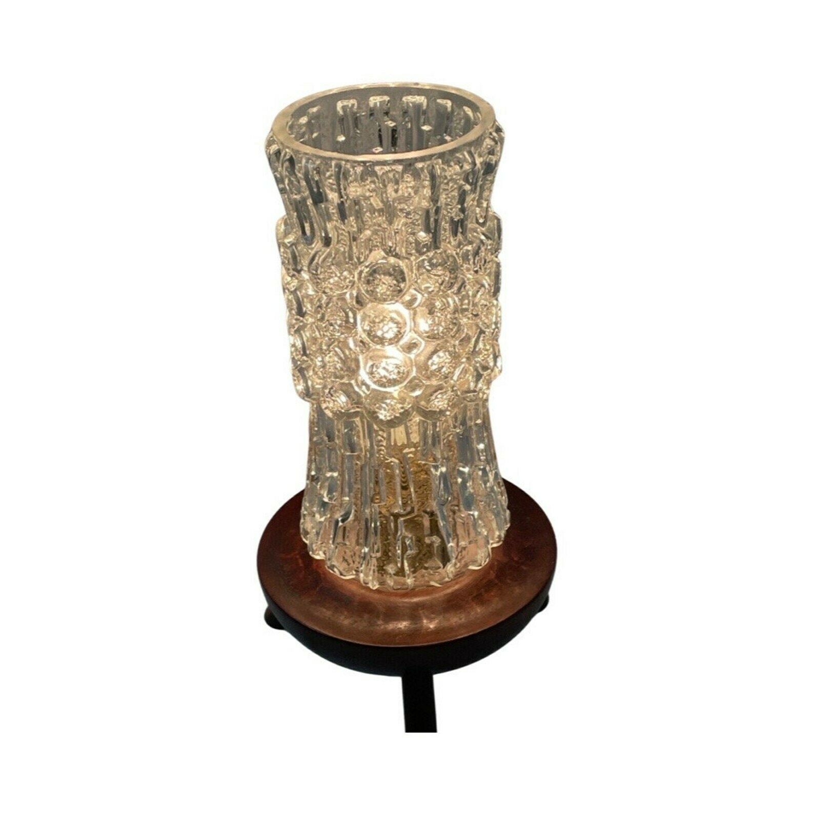 1950's   Table Lamp Of Teak Base And Glass Shade   Mid Century Modern photo furniture