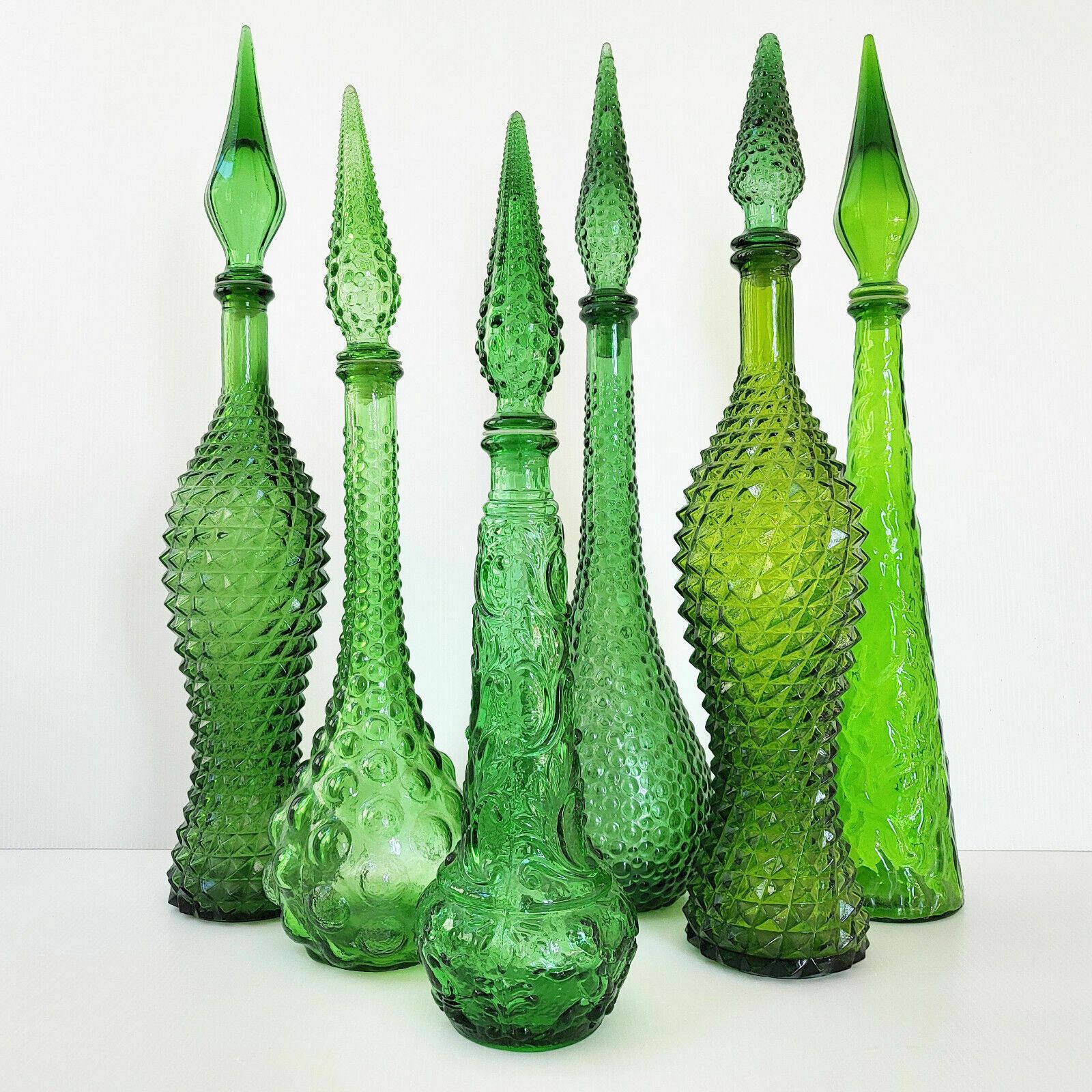Set Of 21 Vintage Italian Employed Glass Genie Bottles Carafes 1960 60s 1960s photo Home Decor