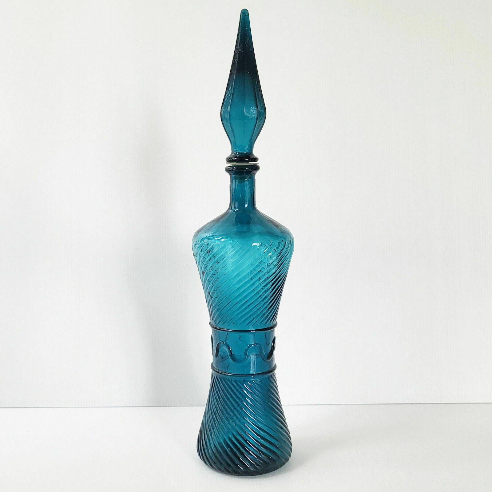 Empoli Decanter Genie Bottle Deep Blue Glass 1960 Vintage 60s 1960s
