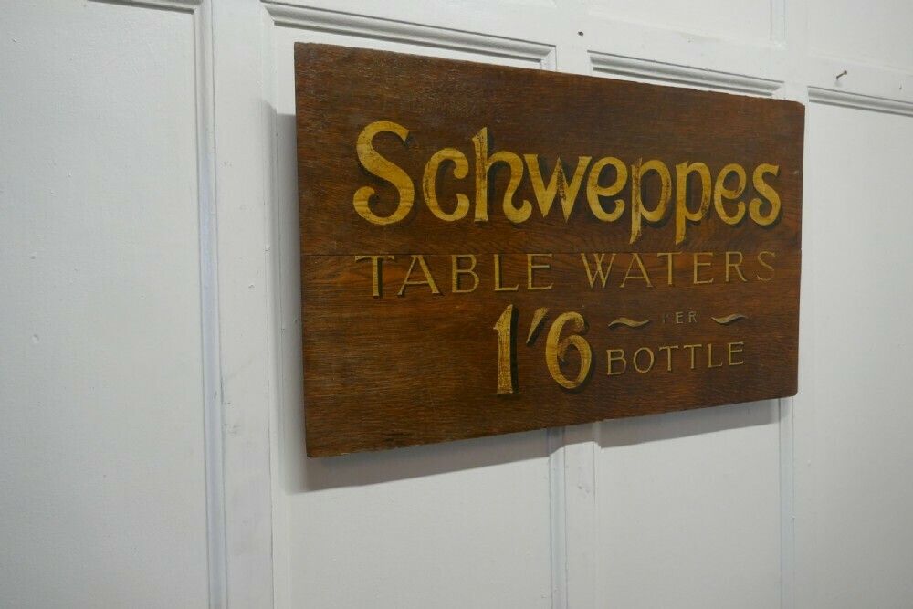 Schweppes Table Waters Oak Trade Sign Board photo for sale