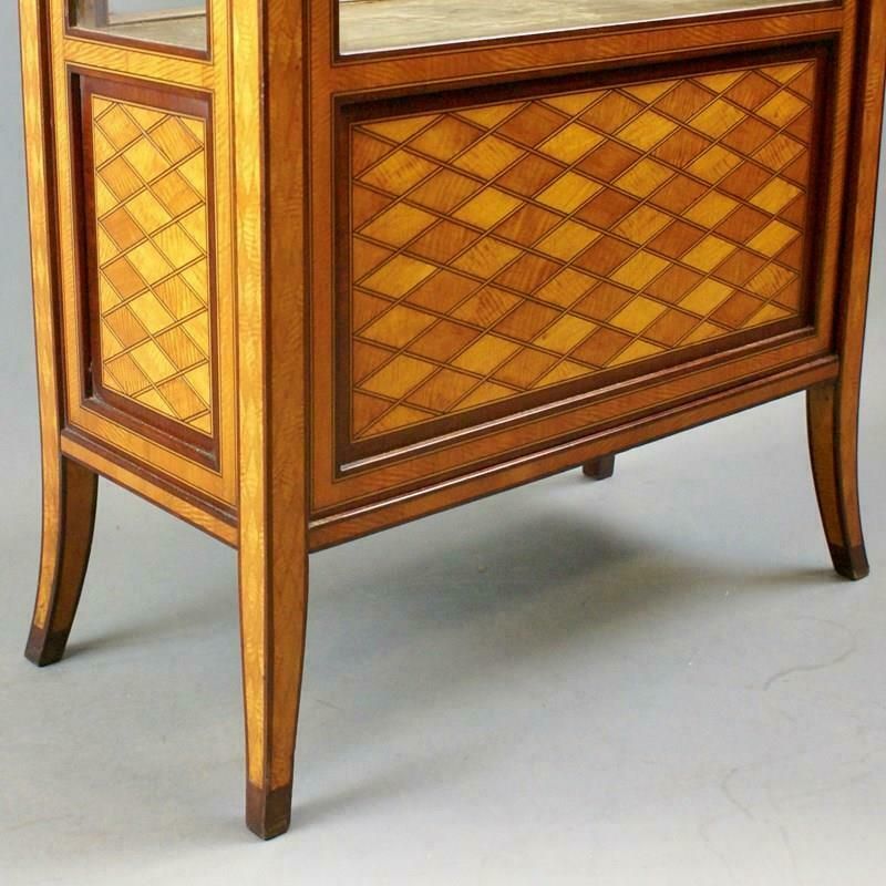 A Superb Satinwood Parquetry Display Cabinet photo Furniture