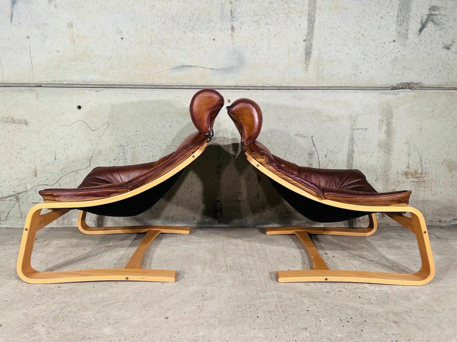 photo for sale Pair Of Skippers Danish Kroken Tan Leather Chairs