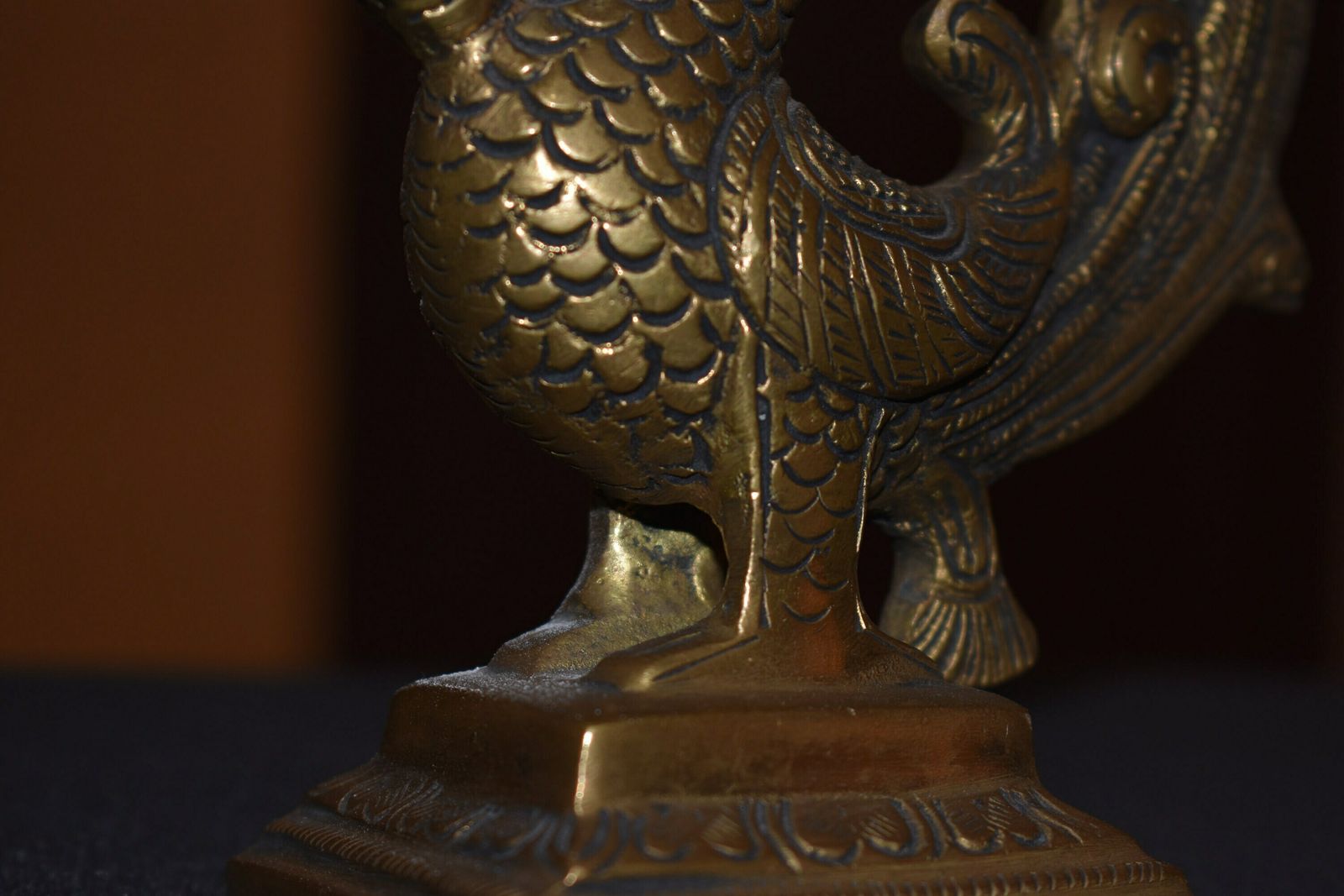 Brass Antique Peacock Diya | Vintage Oil Lamp | Handcarved Brass Oil Lamp | Ethnic Motifs photo Lighting