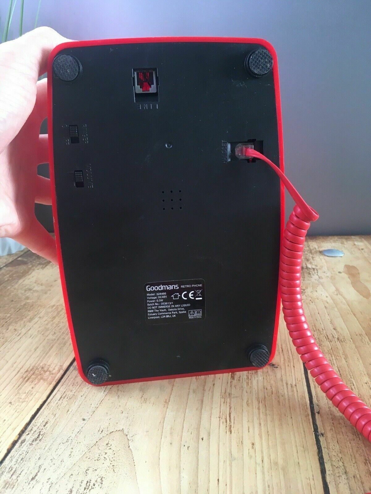 photo furniture Retro Goodmans Redial Red Desk Phone Dial Landline Corded 746 Series Telephone