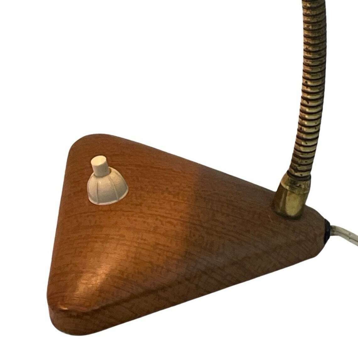 Red Desk Lamp   Faux Wooden Base Ans Accent   Brass Gooseneck photo furniture