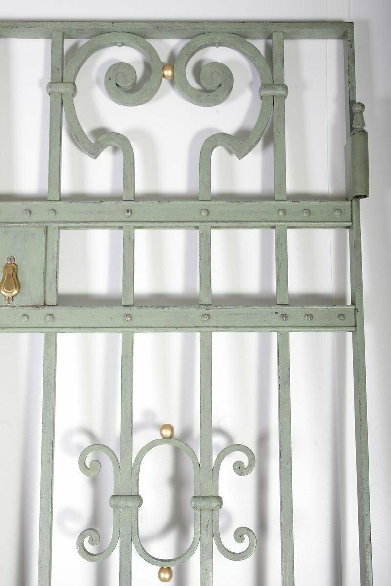 Set Of 2 Antique Green Interior Iron Wrought Double Doors, Bohemia, 1880s photo buy