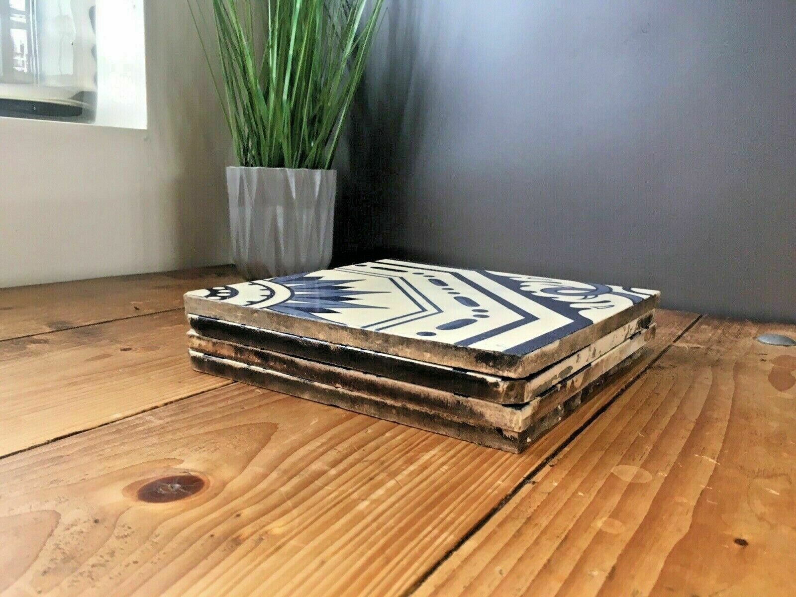 photo furniture Set Of 4 Antique Minton Hollins & Co Reclaimed Sun Sunburst Fireplace Wall Tiles