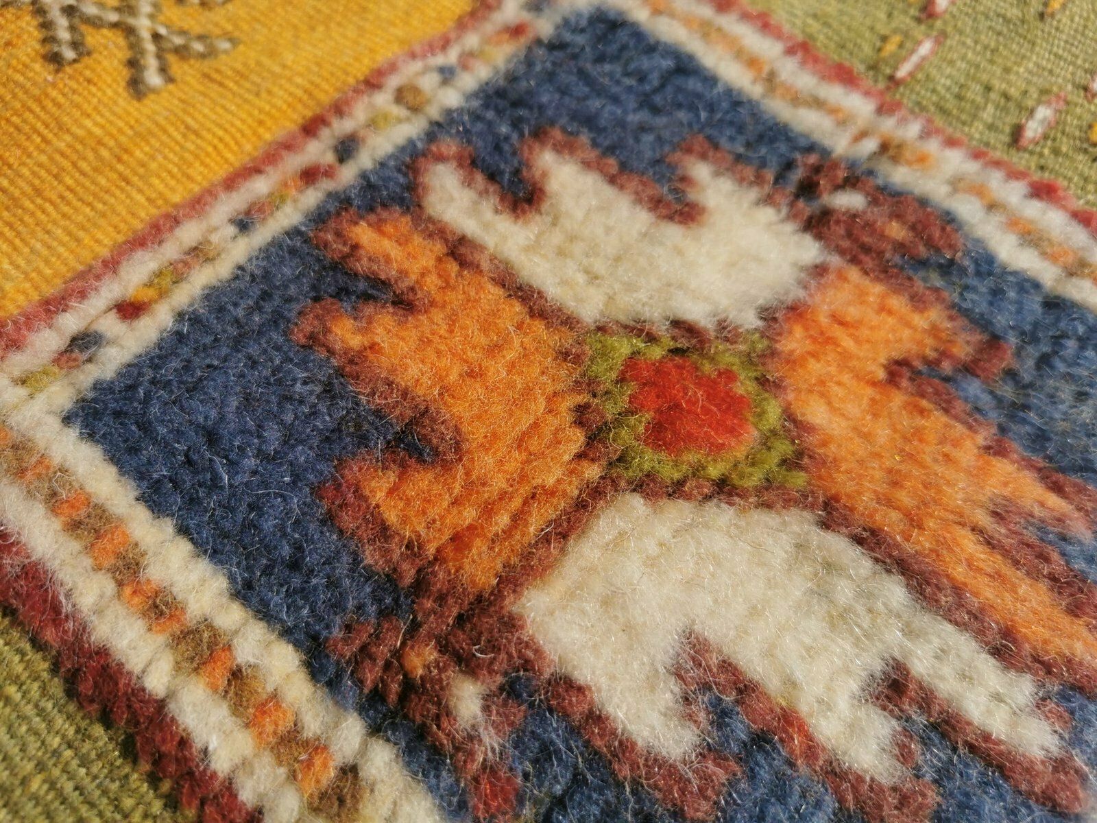 445.0 R49  Colourful Moroccan Berber Rug. Tribal Carpet Mad Of Camel Wool photo