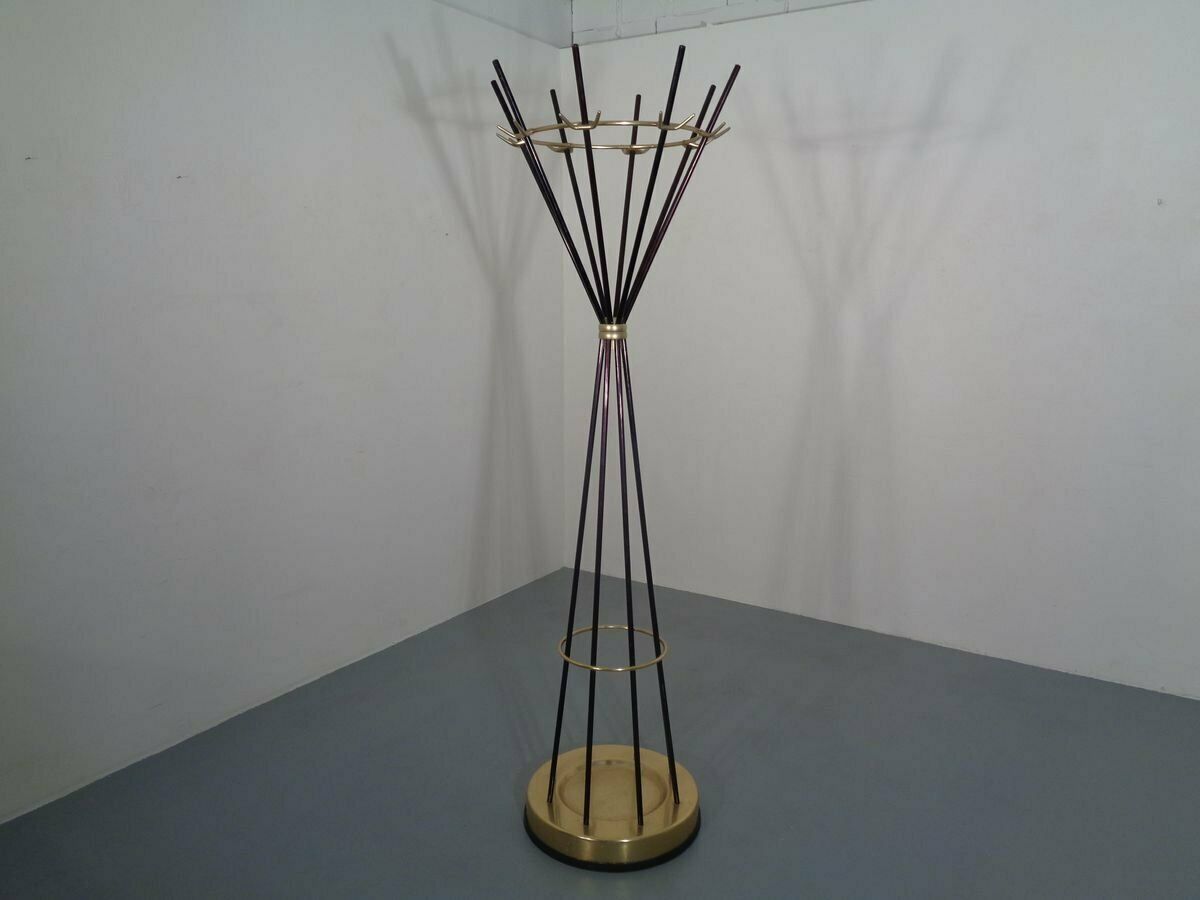 Italian Copper & Steel Tubular Coat Rack, 1950s