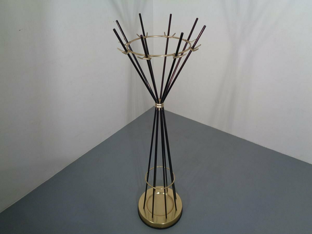 Italian Copper & Steel Tubular Coat Rack, 1950s photo vinterior