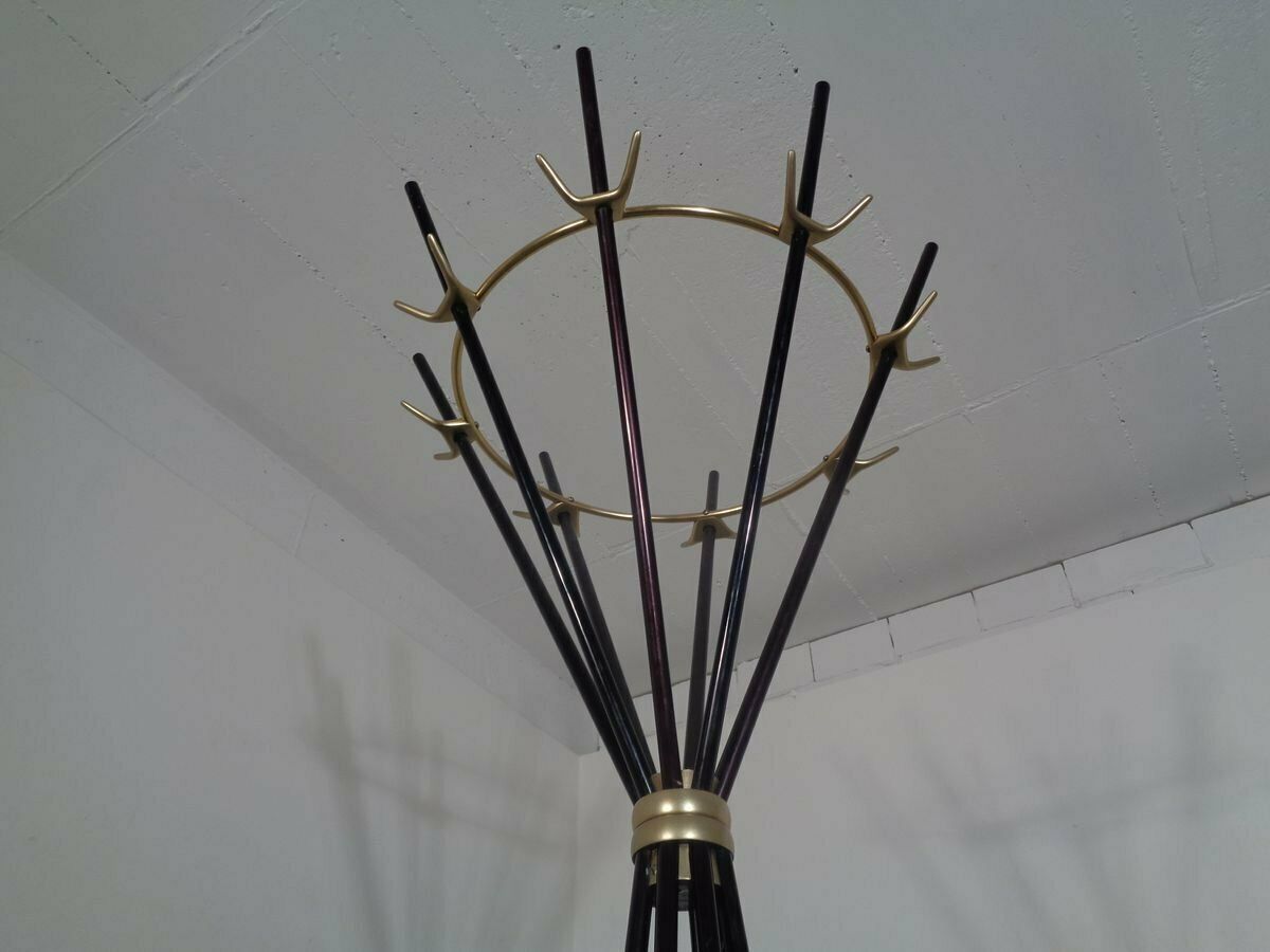 Furniture Italian Copper & Steel Tubular Coat Rack, 1950s photo
