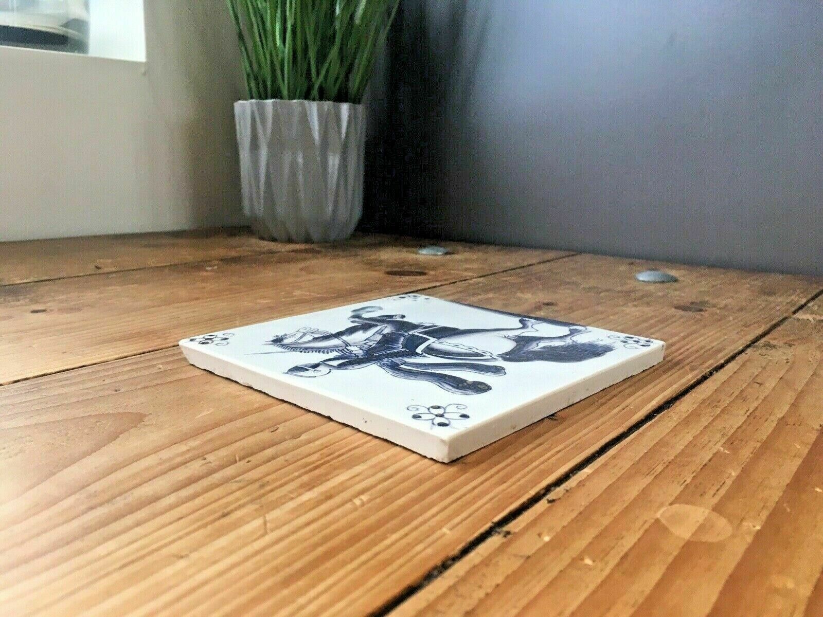 Antique 19th C Copeland Roman Soldier Knight On Horse Tile Spode Delft Interest photo Home Fixtures