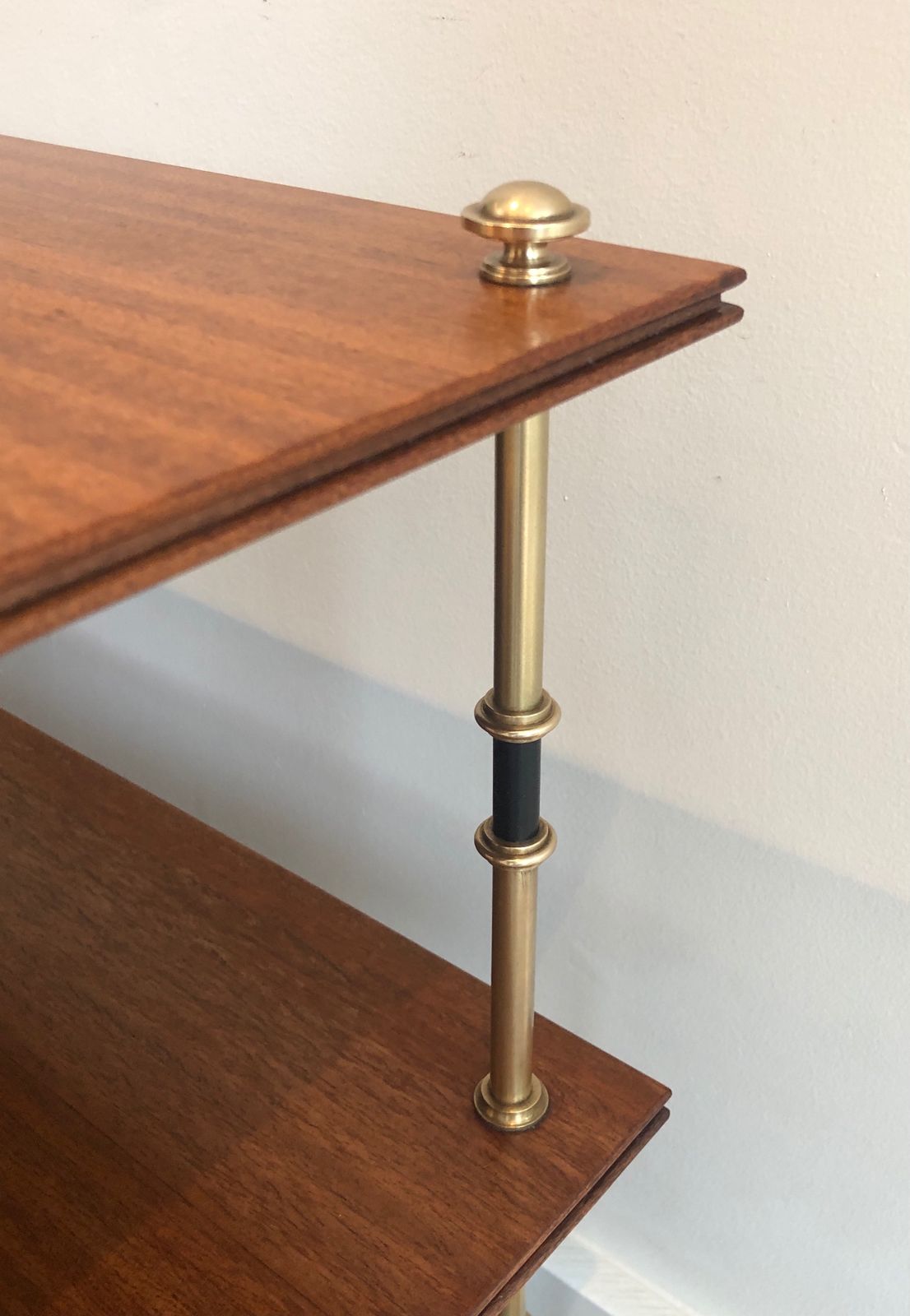 photo buy Pair Of Small Consoles Or Sofa Ends With Three Levels In Mahogany And Brass From Maison Jansen