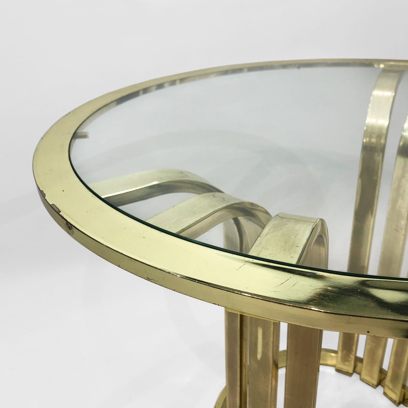photo for sale Brass Plated Art Deco Style Side Table 1970s Glamour Mid Century