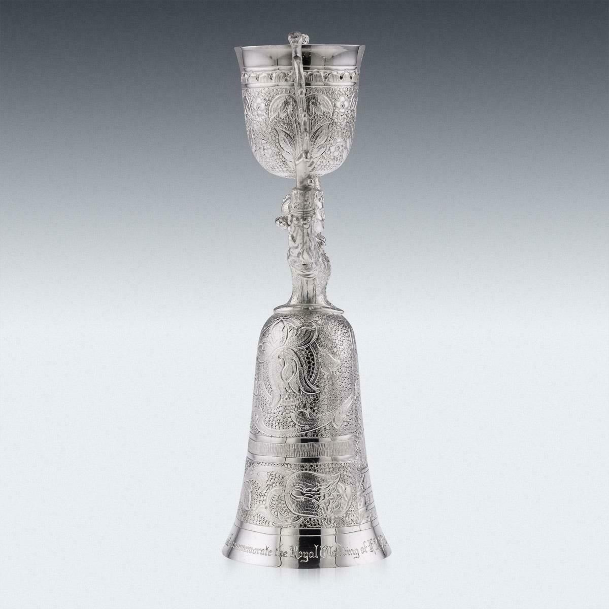 20th Century, Royal Wedding Solid Silver Wager Cup, London, C.1973 photo Home Decor